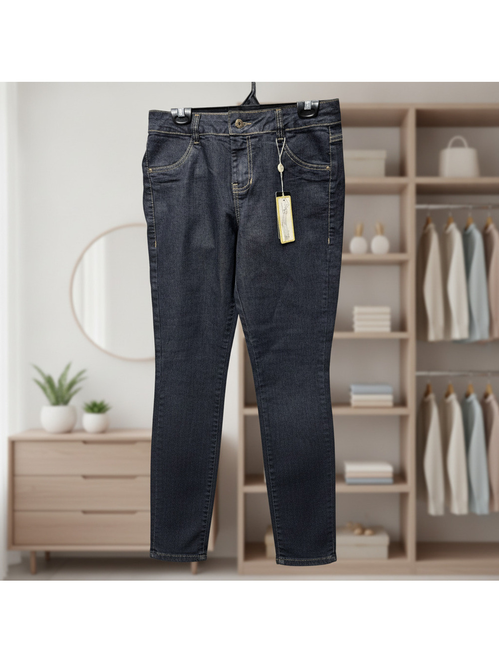 Women's Denim Jeans Y2K Straight Leg Morena Rosa Dark Wash,USA 32 EUR 42, New